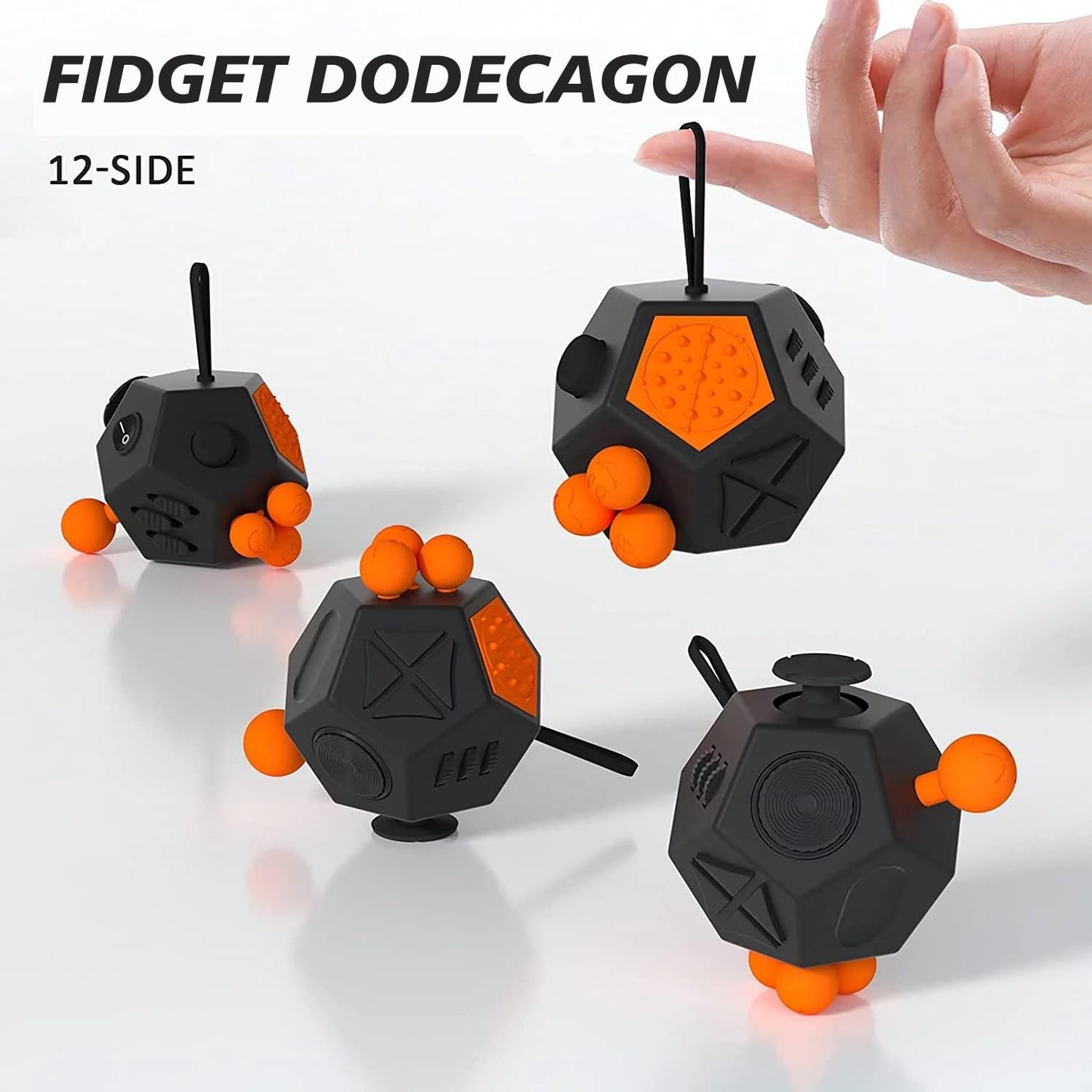 Fidget Dodecagon –12 Sided Fidget Toys For Adults And Kids-Stress Cube Fidget Toy For Stress Relief & Focus, Easter Basket Stuffers Gift Idea (A1 Black)