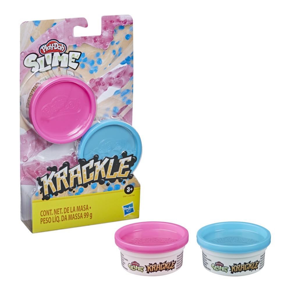 Play-Doh Krackle Slime Pink & Light Orange 2 Pack of Slime Compound with Beads for Kids 3 Years & Up