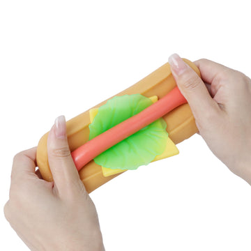 Funnysquee Hot Dog Toy 4 Layers Detachable Hot Dogs Burger Stress Relief Stretch And Squeeze Stress Toys Simulation Food Squishies Birthday Gift For Kid (Hot Dog)