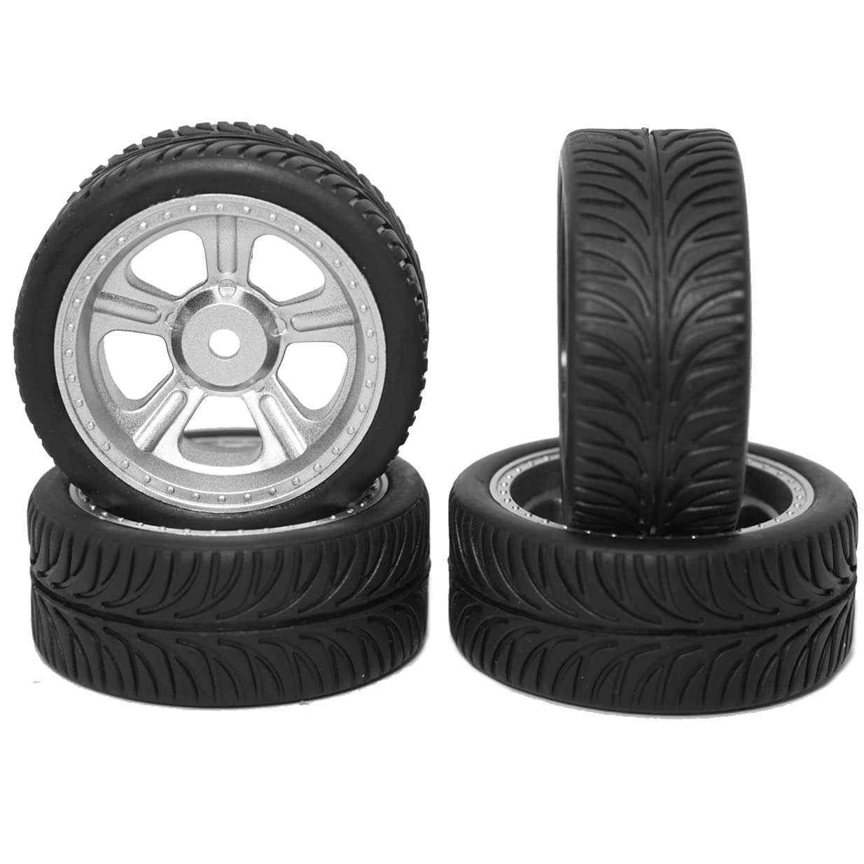 ShareGoo OD 2.55'' RC 12mm Hex Plastics Wheel Rims & Rubber Tires Tyre for RC 1/10 On-Road Touring Racing Drift Car