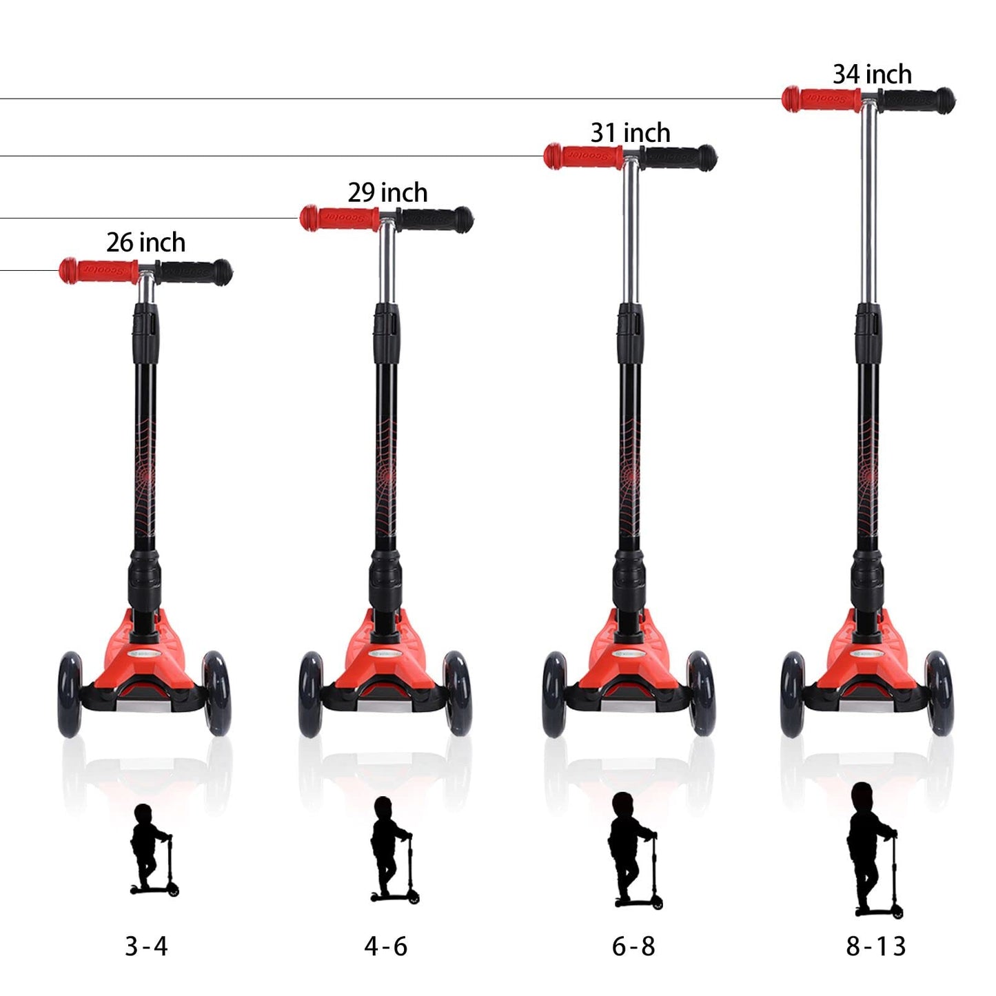 Kick Scooter Kids Scooter 3 Wheel Scooter, 4 Height Adjustable Pu Wheels Extra Wide Deck Best Gifts For Kids, Boys Girls