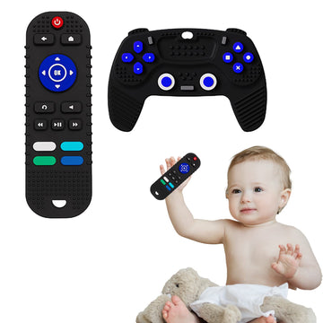 2-Pack Baby Teether Toys Silicone Toddler Sensory Toy Chew Toys Educational, Tv Remote Control Shape Teething Toys For Babies 6-