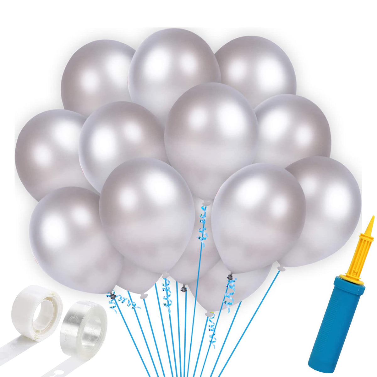 Party Propz Silver Balloons 53Pcs For Happy Birthday Balloon Decoration Boys, men, Husband/Balloon Garland Kit/Metallic Helium 
