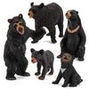 Realistic Wild Life Jungle Animal Figures Model Black Bear Family Playset Eduactional Toys Playset Figurine Statue Classroom Desktop Decoration For Kids Toddler Party Supplies(5 Pcs)