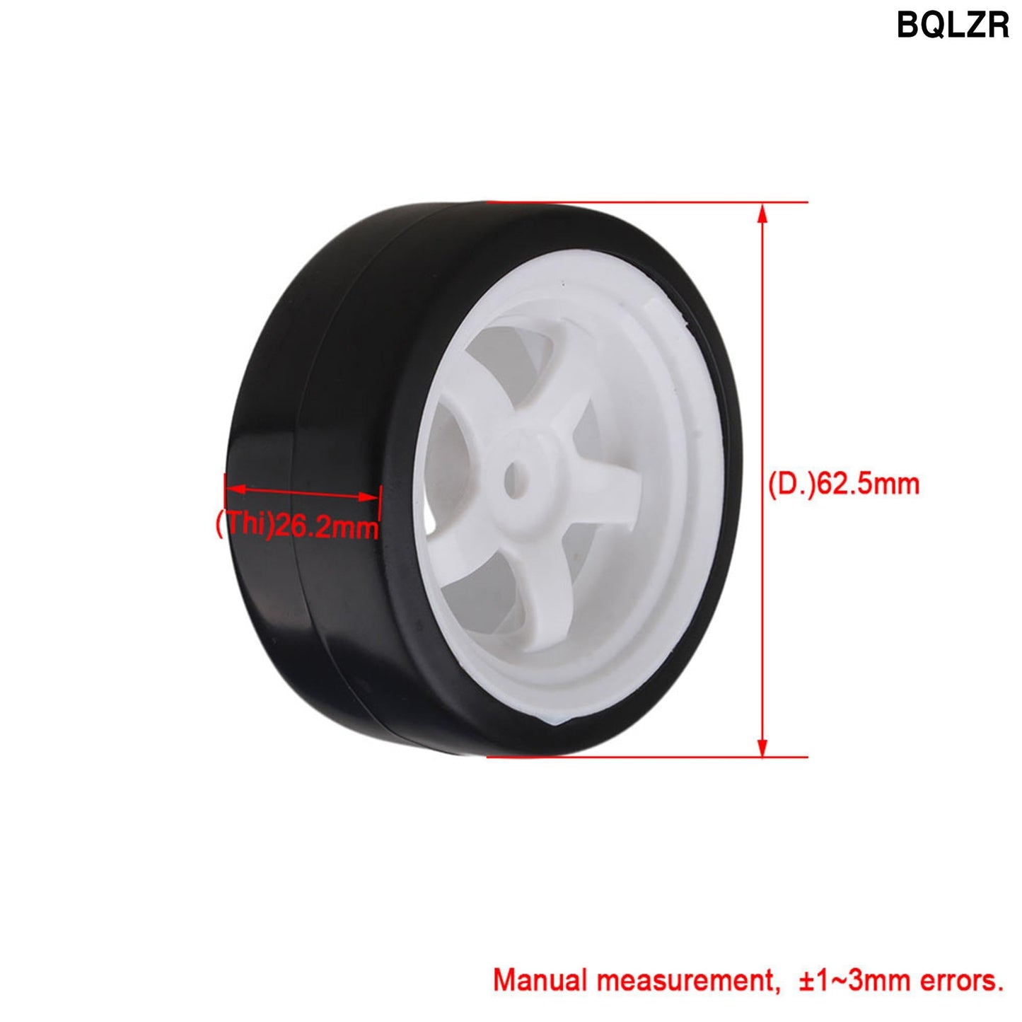 BQLZR 5 Spoke White Wheel Rim & Tyre Tires White+Black for RC 1:10 Drift Car & On Road Car Pack Of 4