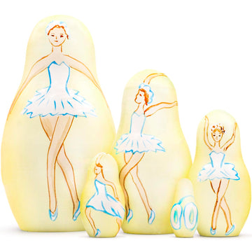 Aevvv Bolshoi Ballet Russian Nesting Dolls Set 5 Pcs - Ballerina Gifts - Matryoshka Ballerina Doll - Wooden Ballerina - Ballerin