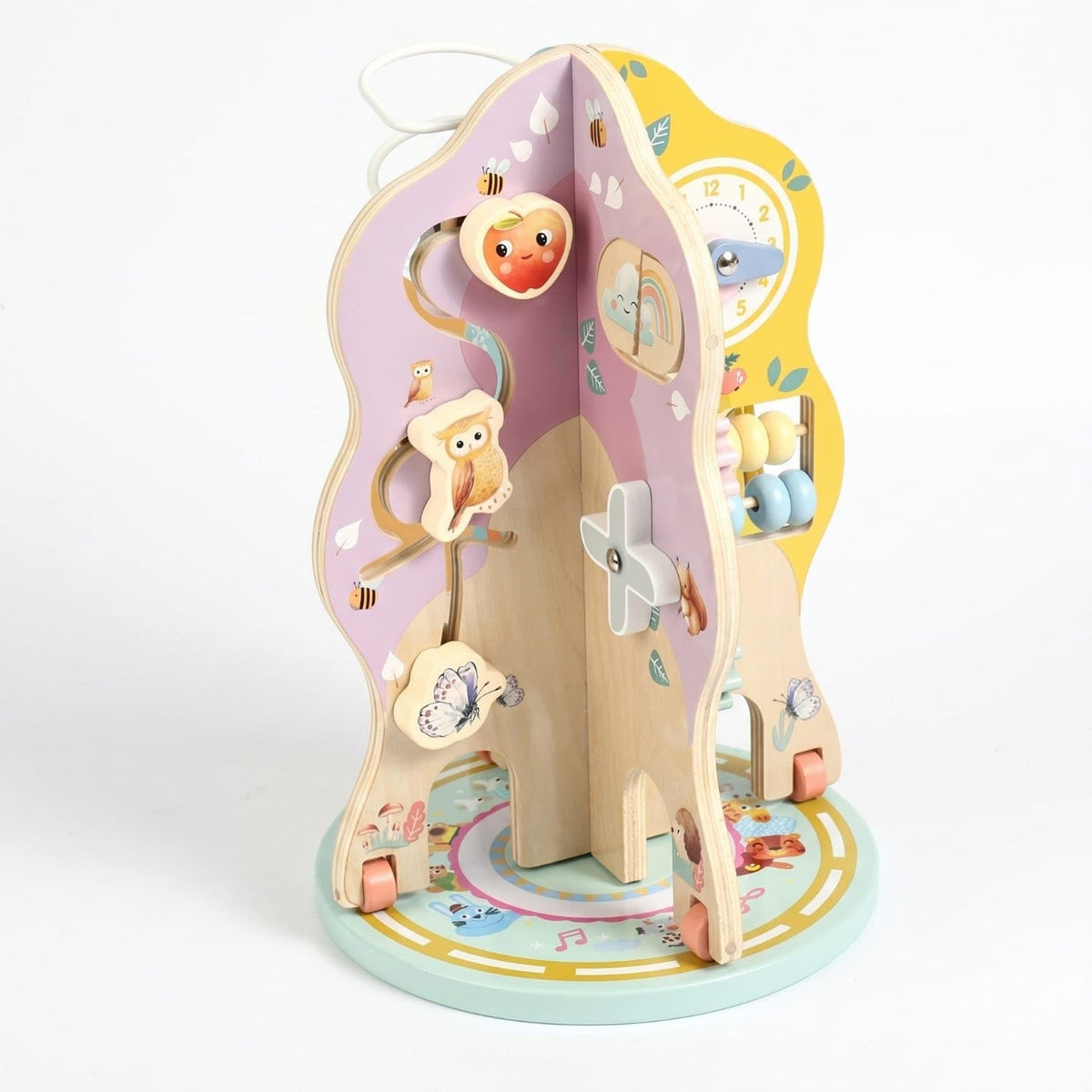 Freestanding TreeShaped Activity Toy Pastel Wooden Bead Maze Toy CartoonStyle Wooden Bead Maze Smooth Finish For Children, Woo