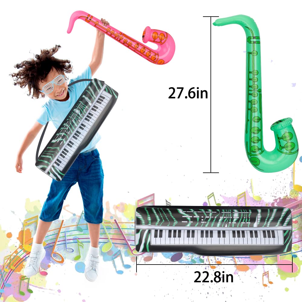 Inflatable Instrument Party Prop Decor Guitar Saxophone Microphone Musical Balloons Photo Booth Props, Rock Star Balloons 70 80