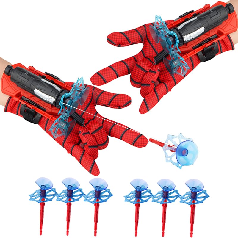 Aodai Set Of 2 Spider Gloves Man Web Shooter Toy, Spider Kids Plastic Role-Play Launcher Glove Cool Movie Launcher With Wrist To