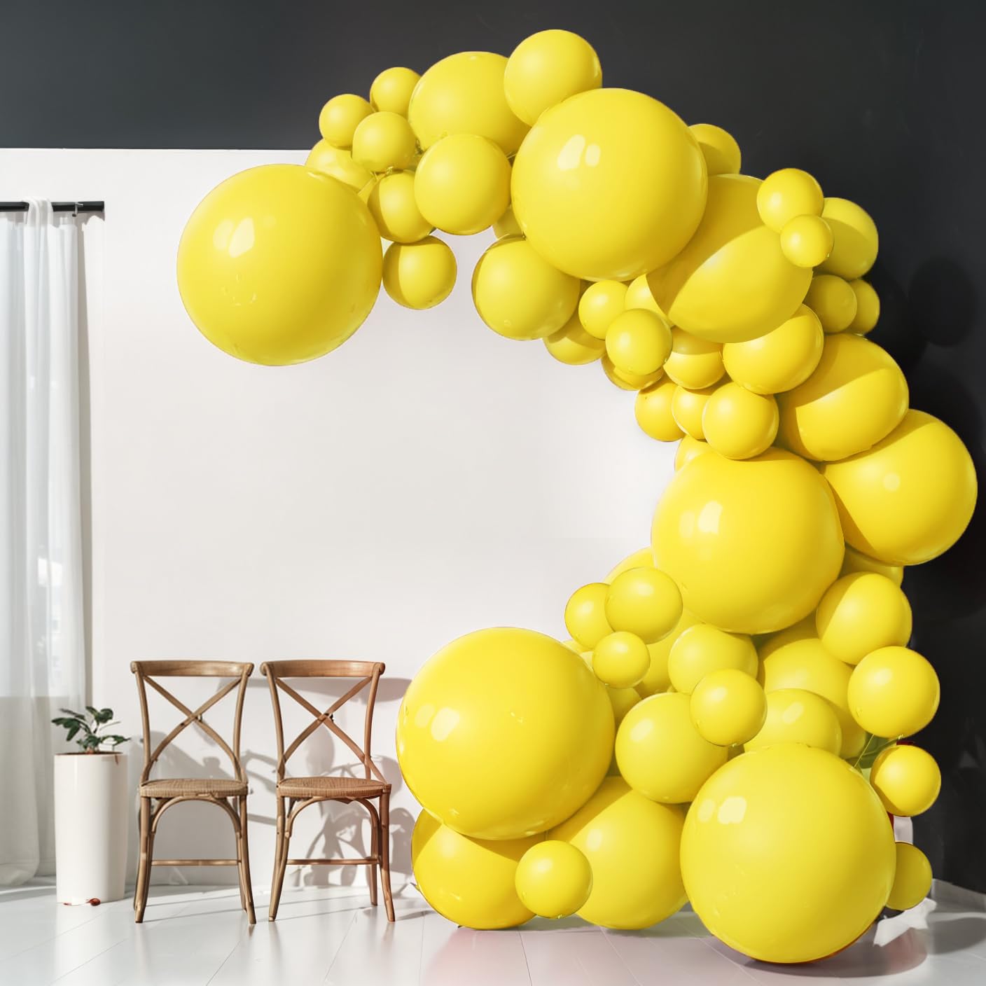 Moxmay 102 Pieces Yellow Balloons 18In 12In 10In 5In Different Sizes Party Balloon Kit For Birthday Halloween Christmas Wedding