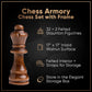 Chess Armory Wooden Chess Set - 17" Walnut Chess Board for Adults & Kids, Ivory Color, Includes Extra Queen Pieces & Storage Box