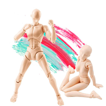 Gnallang Action Figures Pvc Model (Yellow Color) With Box Drawing Figure Models For Artists(Female+Male)