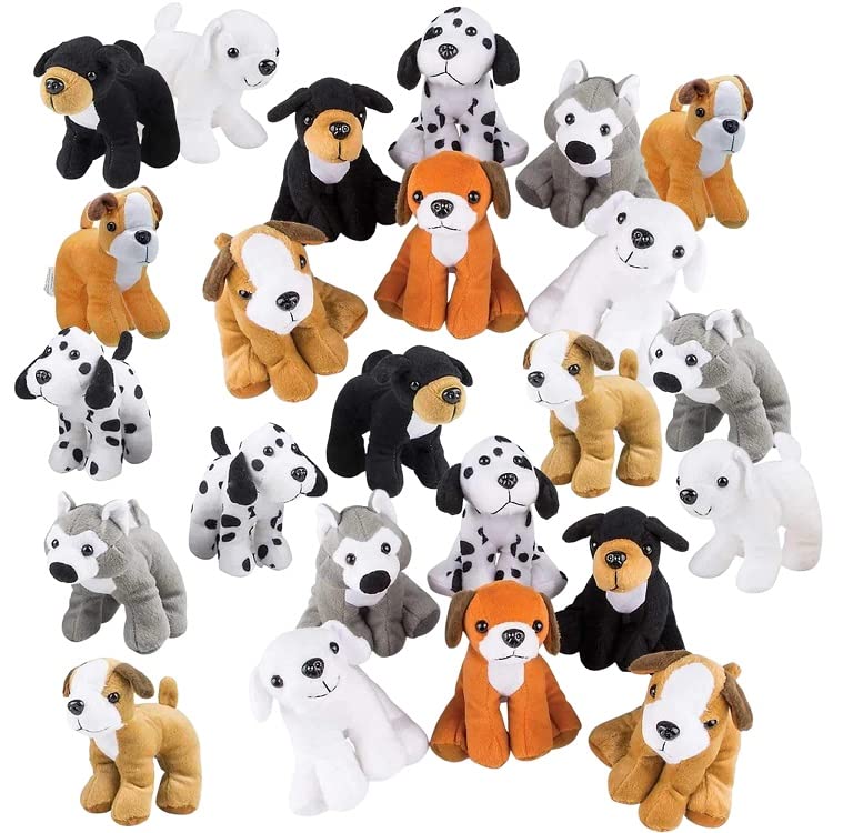 Plush Puppy Dog Stuffed Dog Animal Toys | Variety Pack Made Of Soft Plush ● Great As A Party Favor, Gift, Or Companion ● Pretend Play For Kids ● 1 Or 2 Dozen Puppy Assortment (12 Or 24 Pack) (24 Pack)