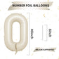 40 Inch Cream Number 0 Balloon, Beige Large 0-9 Birthday Balloons, Digital 0 Cream White Giant 0 Foil Balloon For Numbers 0/10/2