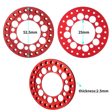 RCLIONS 4pcs Aluminum 1.9inch RC Beadlock Wheel Rim Replacement Ring for 1:10 Crawler RC Car 1.9'' Wheels/Rims (Red)