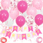 Pink Birthday Decorations, Happy Birthday Banner, Pink Birthday Balloons Decorations, 16 Pcs 12 Inch Happy Birthday Balloons Wit