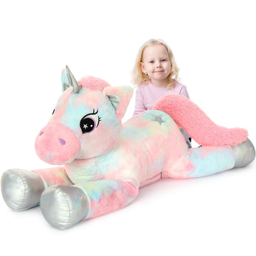Beniny 43In Giant Unicorn Stuffed Animal Plush Toy, Big Rainbow Cuddly Unicorn Toys For Girls, Large Stuffed Unicorn Plushie Bir