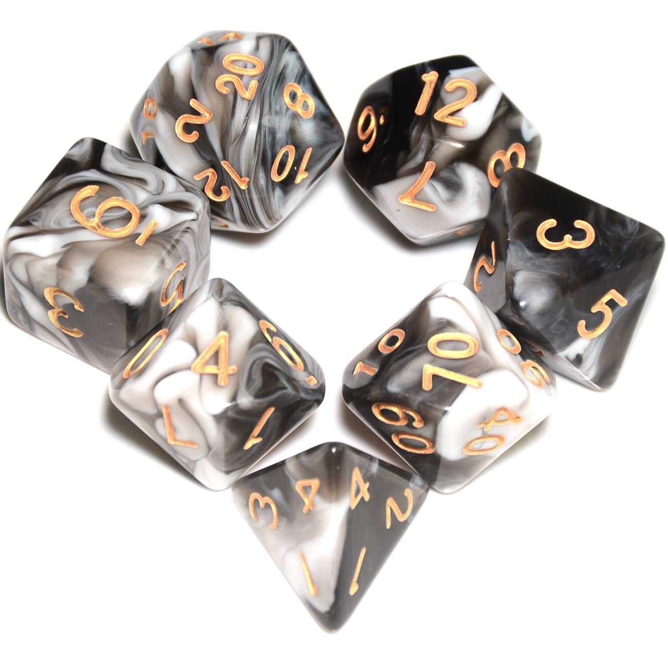 Transparent Black Mix White DND Dice Set for Board Game