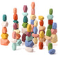 Jenaai 60 Pcs Stacking Rocks Montessori Toys For 1+ Year Old Colorful Wooden Balance Stones Baby Easter Basket Stuffers Blocks S