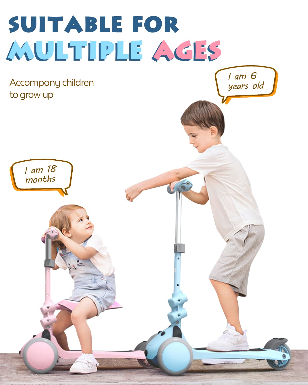 Toddler Scooters For Kids 2-5,3 Wheels Scooter For Kids 1-3 Years Old With Seat,Children Scooter For Toddlers/Kids Age 1-3/4-6/5-8