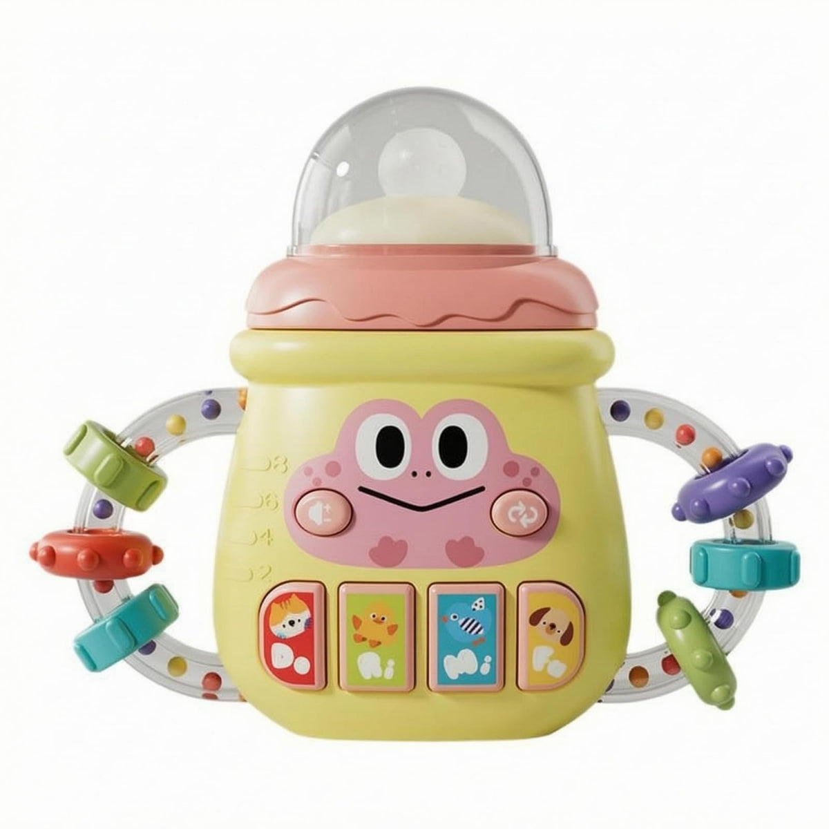 Merishopp Clear Dome Top BottleShaped Sensory Toy Movable Bead Rings Sensory Baby Toy Bottle Movement Skills Giant Baby Rattle 