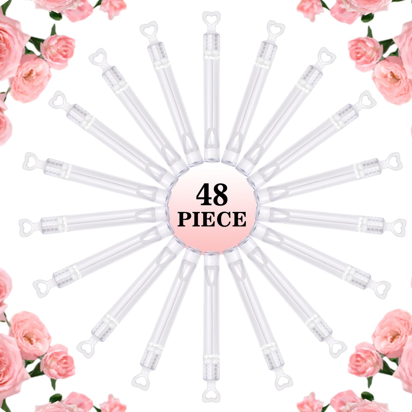 48 Pack Bubbles for Wedding Party Favors - Mini White Heart Bubble Wand Bulk with Bubbles Refill Solution Toys for Kids mature-themed  Wedding  Anniversary  Valentine's Day  Propose  Bachelorette Party Favors