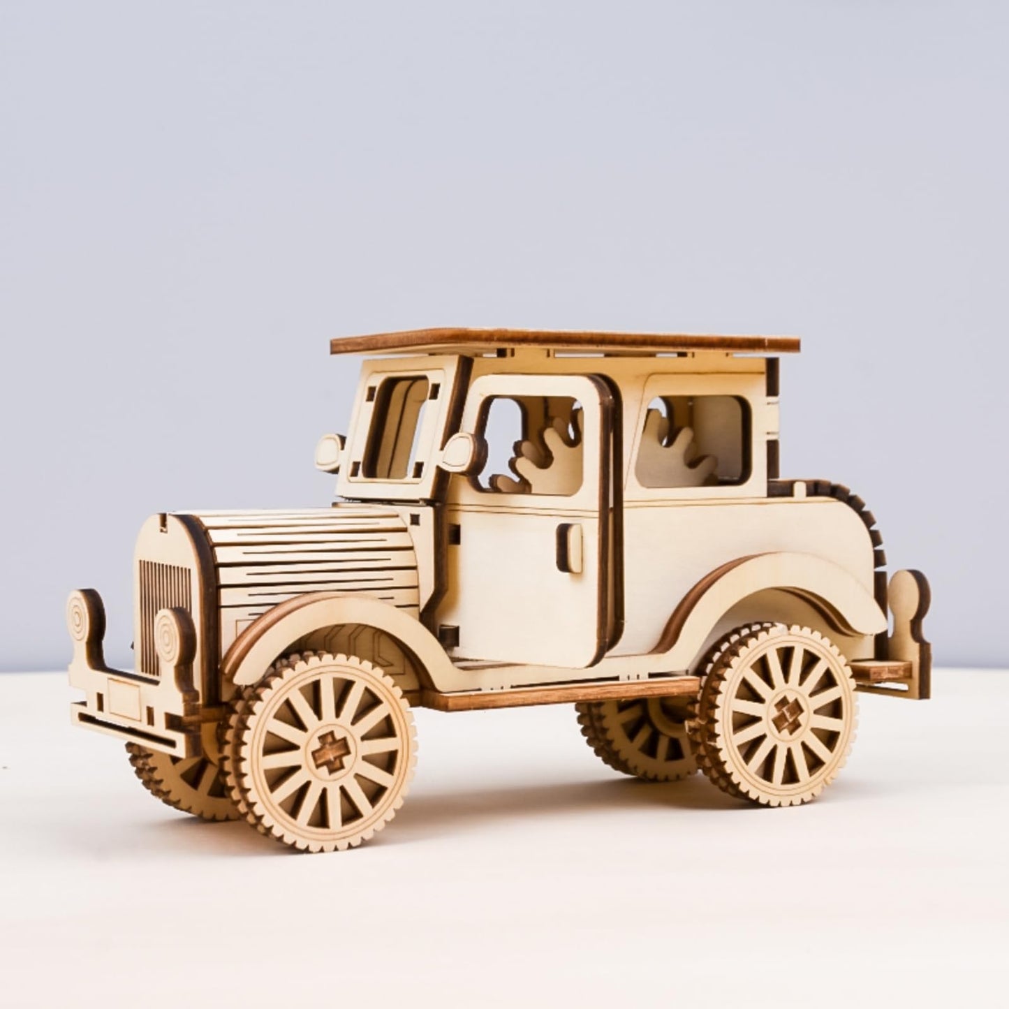 YII WMOC 3D Wooden Puzzle Retro Car Model Desktop Toy DIY Handmade Wooden Model Car Kit mature-themed/Youth/Children Creative Gift