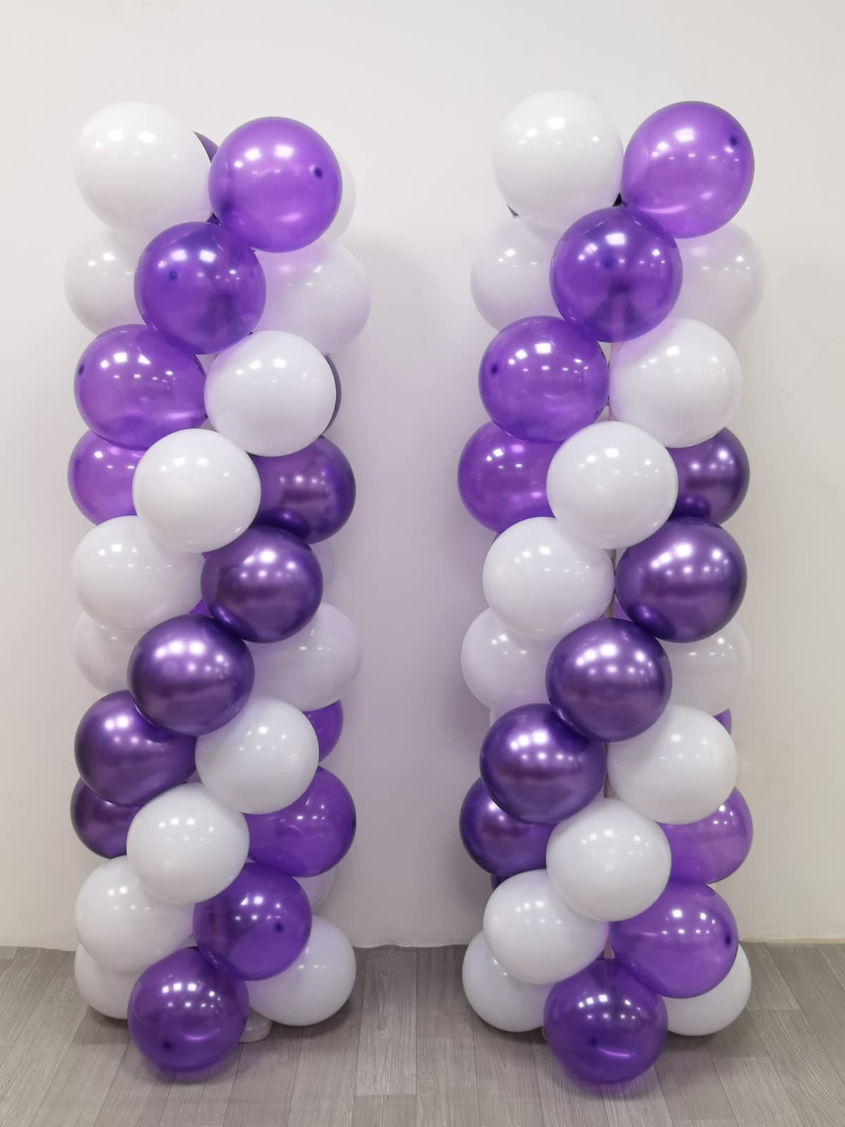 MOXMAY 100pcs Purple and White Balloons - Rubber Column Tower Balloons for Wedding, Baby Shower, Birthday Party