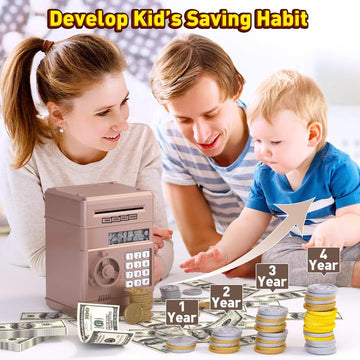 Juneu Piggy Bank For Kids,Electronic Money Bank Toys For Ages 5 6 7 8 9 10 11 12 13,Birthday Gifts For Girls And Boys(Rosegold)