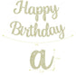 Beishida Light Gold Happy Birthday Banner - No Diy,10Feet,Pre-Strung-Glitter Happy Birthday Sign, Happy Birthday Garland,Happy B