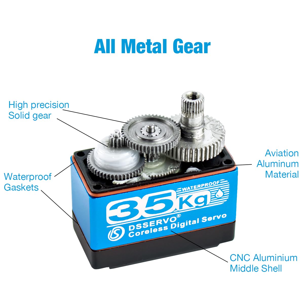 Hosyond DS3235 35kg Digital RC Servo High Torque All Metal Gear Coreless Motor Waterproof Servo Motors for RC Robot, Car, Truck