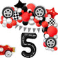 Race Car Birthday Balloons Decorations, 40 Inch Racetrack Black Number 5 Balloon, Large Mylar Black 5 Balloon For 5St Birthday R