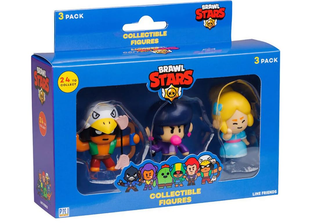 BRAWL STARS Brawl Figure 3-Pack, Model BRW2021, Plastic, Various Colours