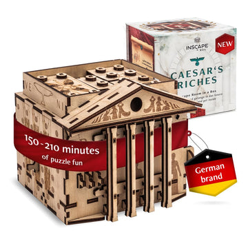 INSCAPE Caesars Riches Puzzle Box - Escape Room in A Box for mature-themeds - Cluebox - Mind Puzzles for mature-themeds - Puzzle Boxes with Hidden Compartments - Puzzle Boxes for mature-themeds - Wooden Puzzle Box