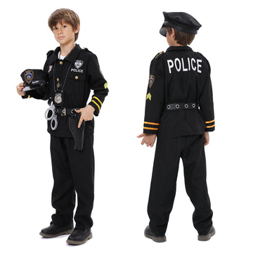 Twister.Ck Police Officer Costume For Kids, Police Costume For Boys, Police Cop Costume-Shirt,Pants,Hat, Belt,Halloween Cosplay Party (S)