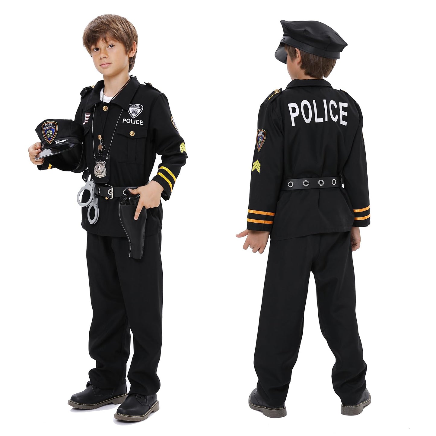 Twister.Ck Police Officer Costume For Kids, Police Costume For Boys, Police Cop Costume-Shirt,Pants,Hat, Belt,Halloween Cosplay Party (M)
