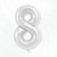 Flyloons 8 number Silver Foil Balloon 16 inch Size For Boys Girls Birthday Decoration Items 8th Year Balloons Set Eight