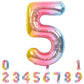 Toniful 40 Inch Rainbow Large Numbers Balloons 0-9, Number 5 Digital 5 Helium Balloons, Foil Mylar Big Number Balloons For Birth