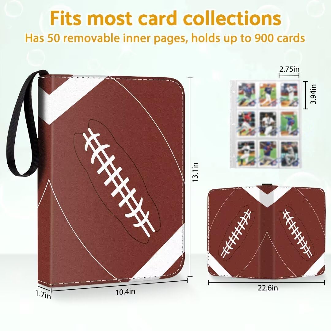 Bebomne Football Card Binder Holder 900 Pockets with 50 Removable Sleeves  Portable Sports Trading Cards Binder Album Collector Organizer Protectors with Zipper Waterproof