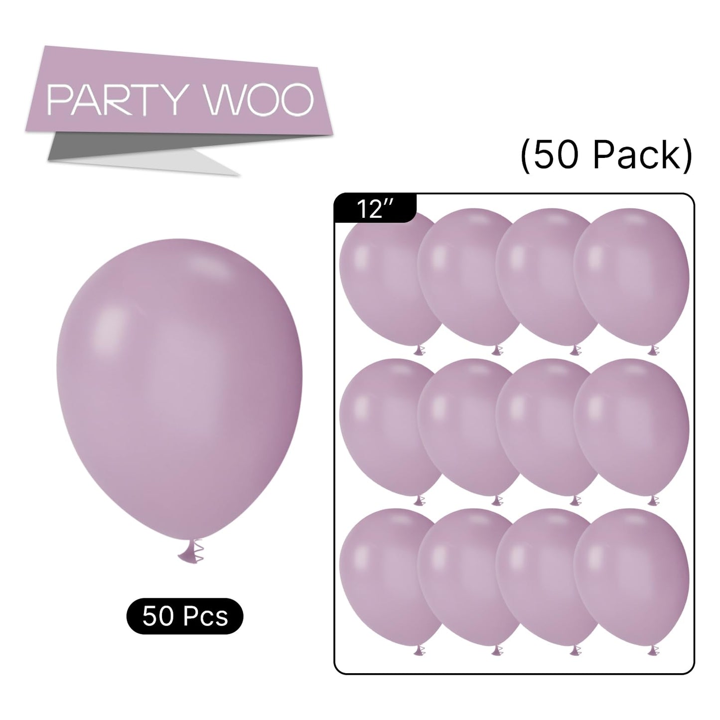 Partywoo Dusky Purple Balloons, 50 Pcs 12 Inch Boho Purple Balloons, Purple Balloons For Balloon Garland Or Balloon Arch As Party Decorations, Birthday Decorations, Wedding Decorations, Purple-F29