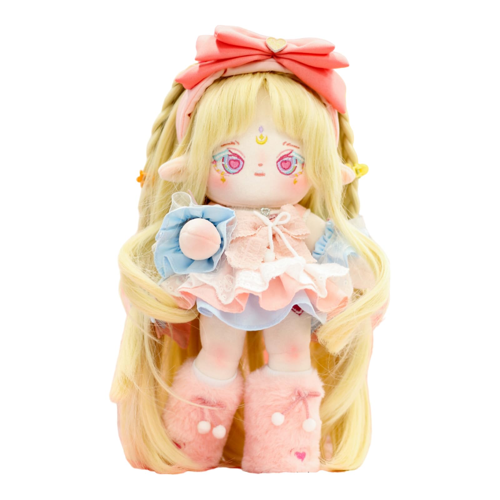 CALEMBOU Plush Doll, 20 cm Cotton Doll with Skeleton, Soft Anime Plush Dress Up Doll, Kawaii Stuffed Toys Gift Come with Doll Cl