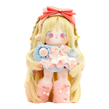 CALEMBOU Plush Doll, 20 cm Cotton Doll with Skeleton, Soft Anime Plush Dress Up Doll, Kawaii Stuffed Toys Gift Come with Doll Cl