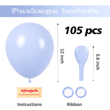 Voircoloria 105Pcs Dusty Blue Balloons 12Inch Party Latex Balloons For Boys Girls Birthday Baby Shower Gender Reveal Wedding Sun