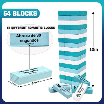 1step2dream Spanish Couple Game mature-themed Block  Stacking Blocks for Date Night  Romantic Wooden Gift