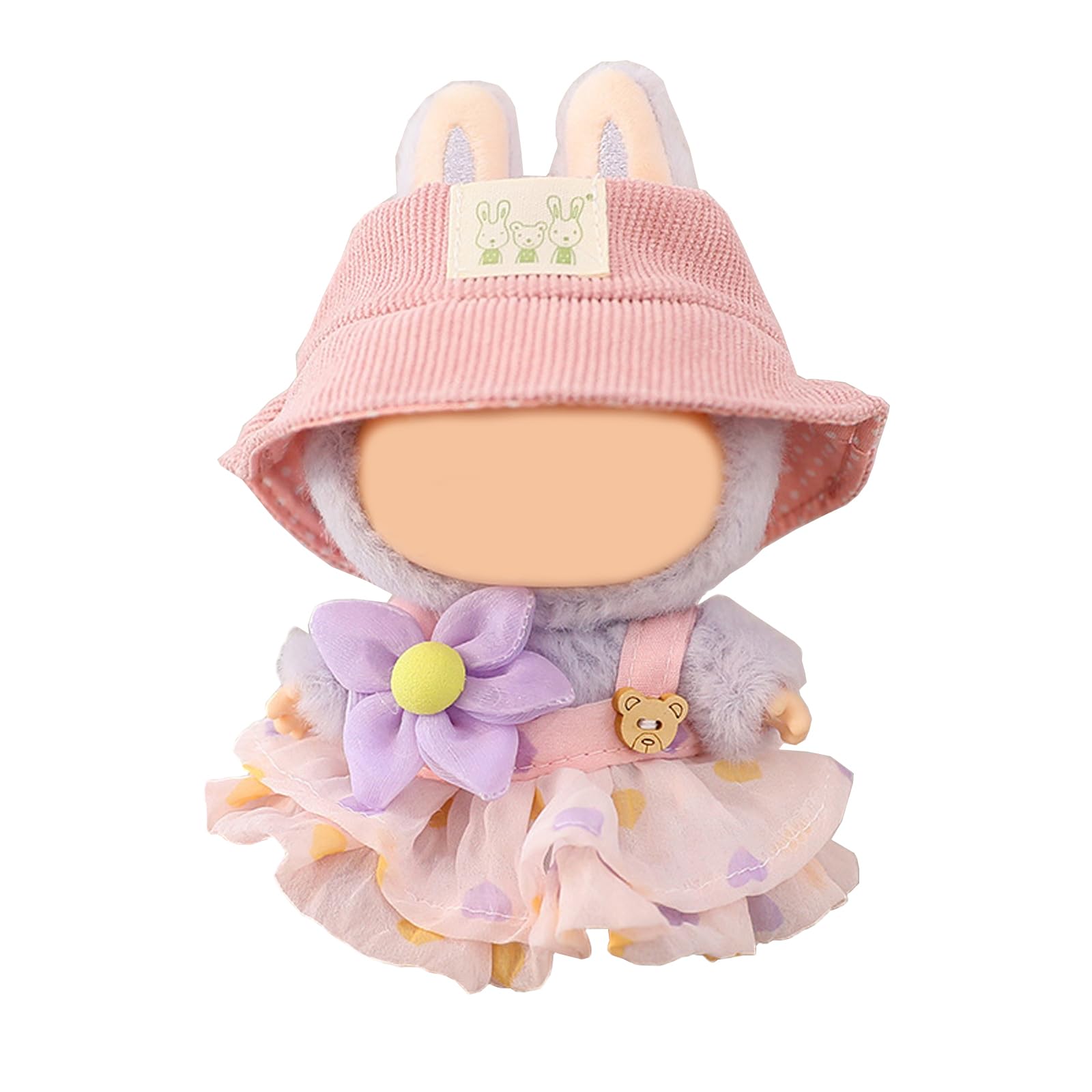 QIUTIMIY Clothes for Doll 17cm Doll Clothes 3-Piece-Set Doll Clothes enhanced Doll Outfit with Accessories-Birthday Pink Hat+Dress+Flower(NO Doll Included)