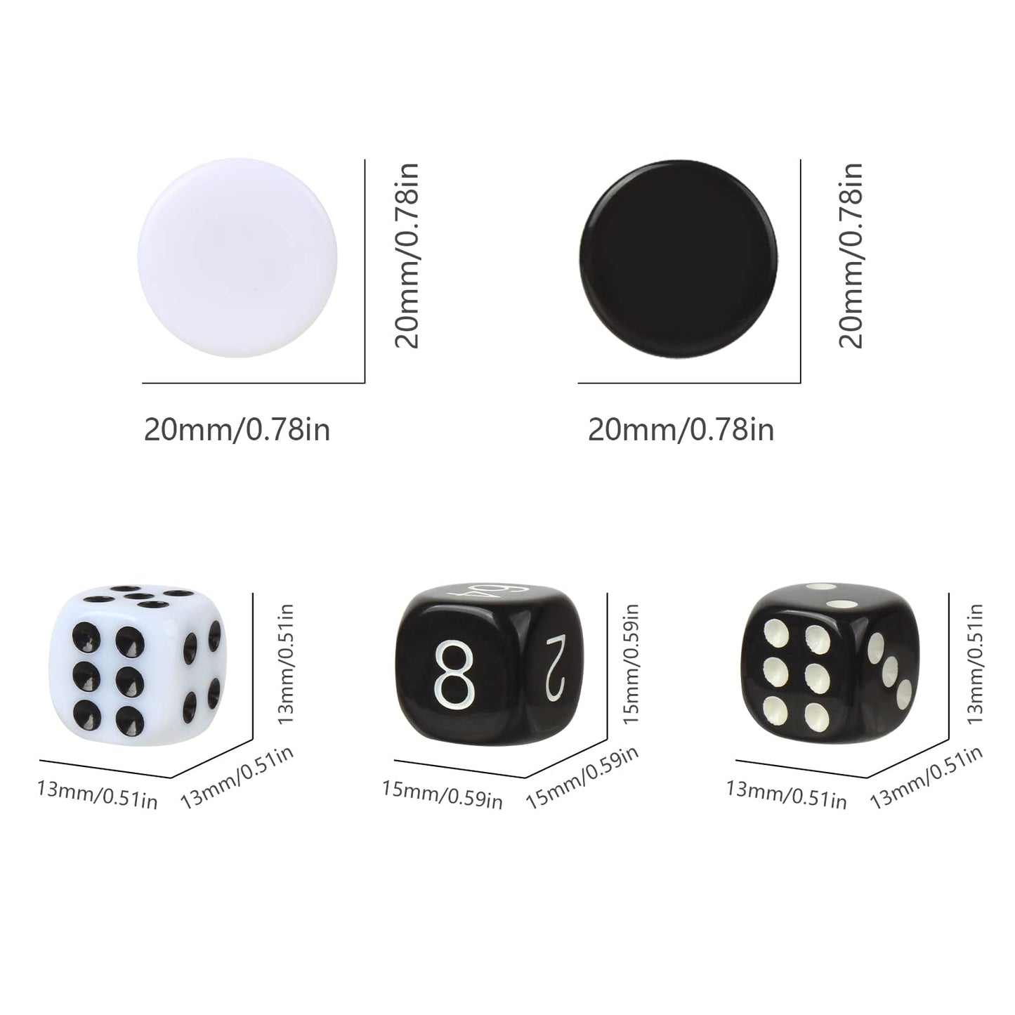 Andux Chess Backgammon Plastic Pieces Only Pawns Chess Pieces SLQQZ-02 (Backgammon Pieces)