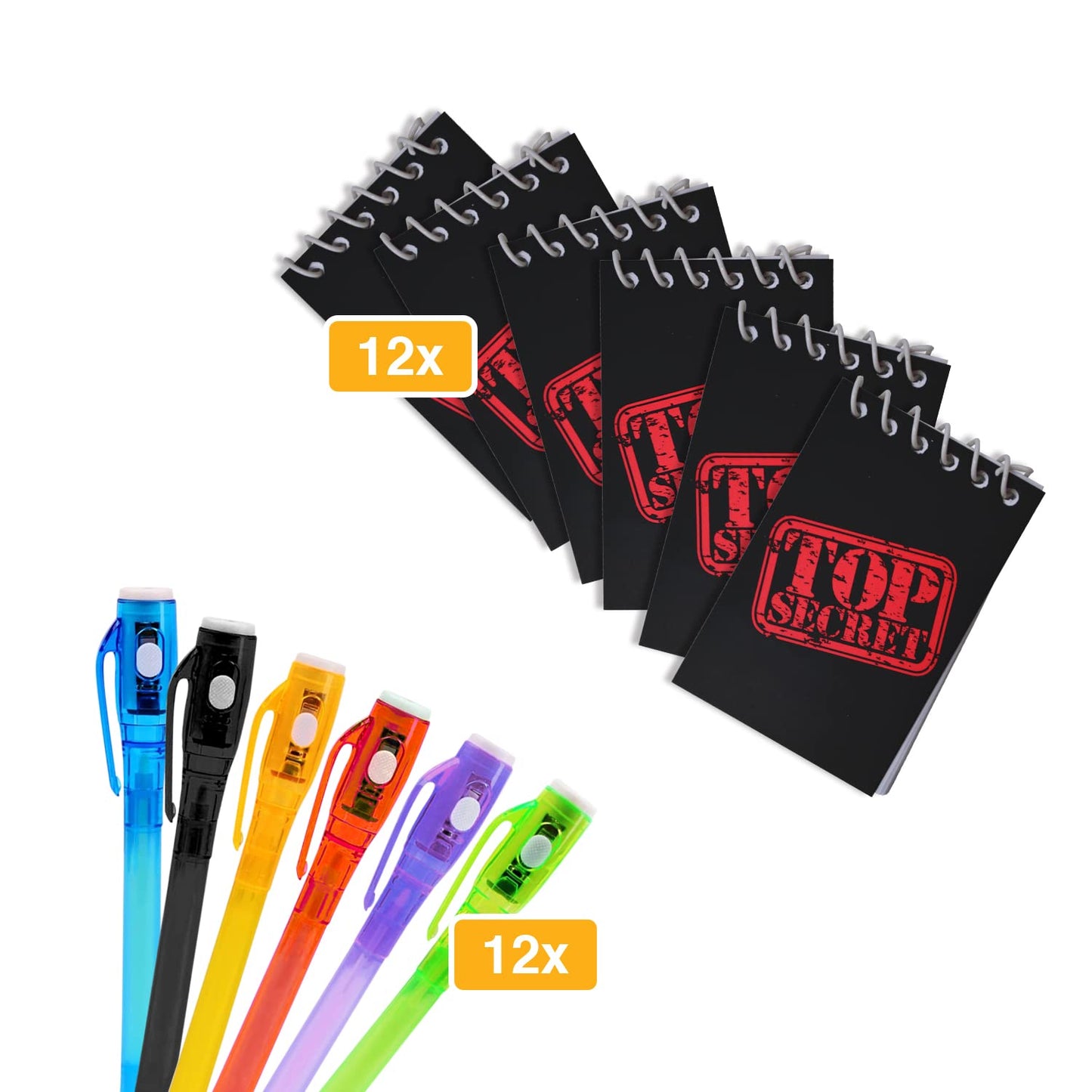 12 Invisible Ink Pen With Uv Light And 12 Top Secret Notebook Set.Party Favors For Kids 8-12,Escape Room Party Favors,Birthday Christmas Gift For Kids,Goodie Bag Stuffers For Kids 8-12,Spy Party Favor