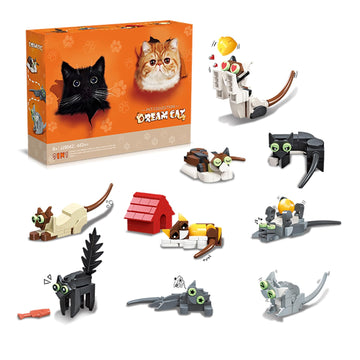 Animal Toys Cats 9 Packs Party Favors for Kids, Animals Building Blocks Sets, Ideal Building Kit Toys, Building Blocks for Chris