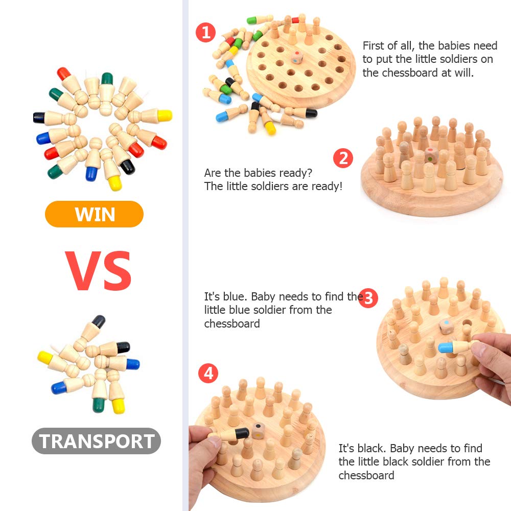 Wooden Memory Match Stick Chess Game, Color Memory Chess, Funny Block Board Game, Parent-Child Interaction Toy, Educational Inte