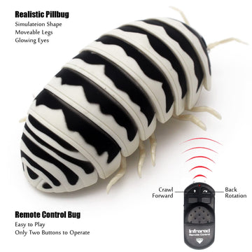 Tipmant RC Bug Remote Control Worm Realistic Pillbug Electronic Animal Prank Toy Insect Car Vehicle Kids Birthday Gifts (Black &